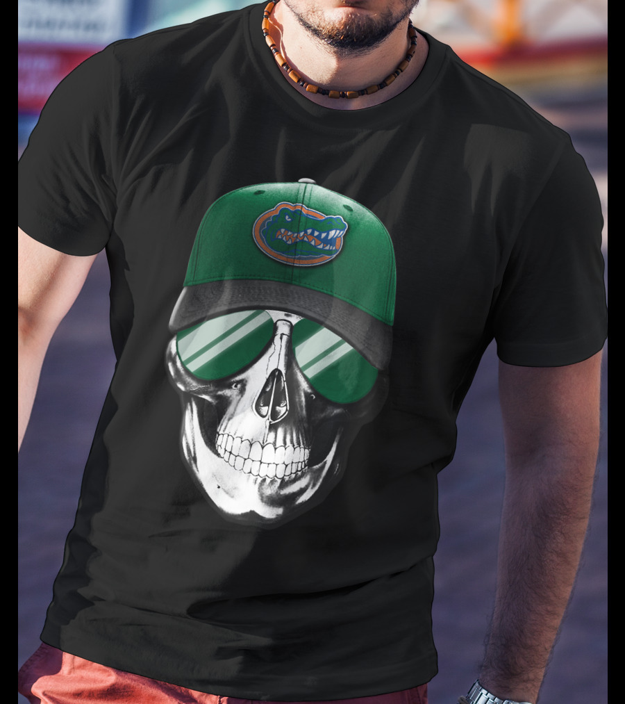 Florida Gators Skull With Cap And Sunglasses T-Shirt
