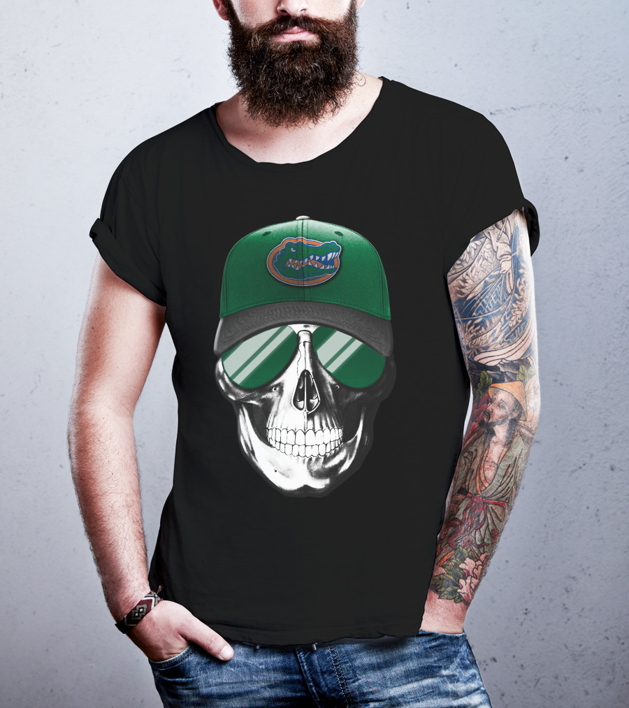 Florida Gators Skull With Cap And Sunglasses T-Shirt