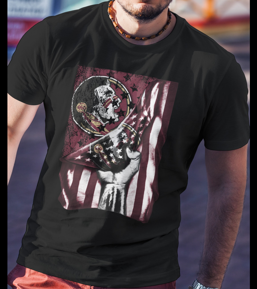 Florida State Seminoles Flag Emblem With Fist T-Shirt