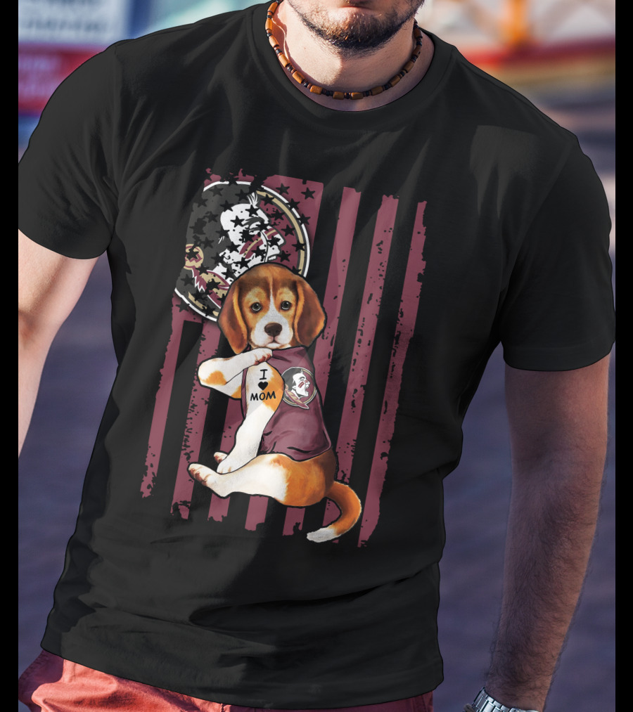 Beagle I Love Mom Florida State Seminoles T-Shirt