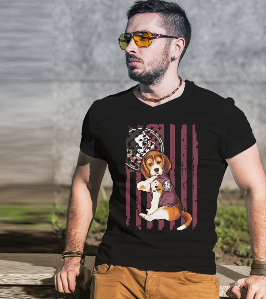 Beagle I Love Mom Florida State Seminoles T-Shirt