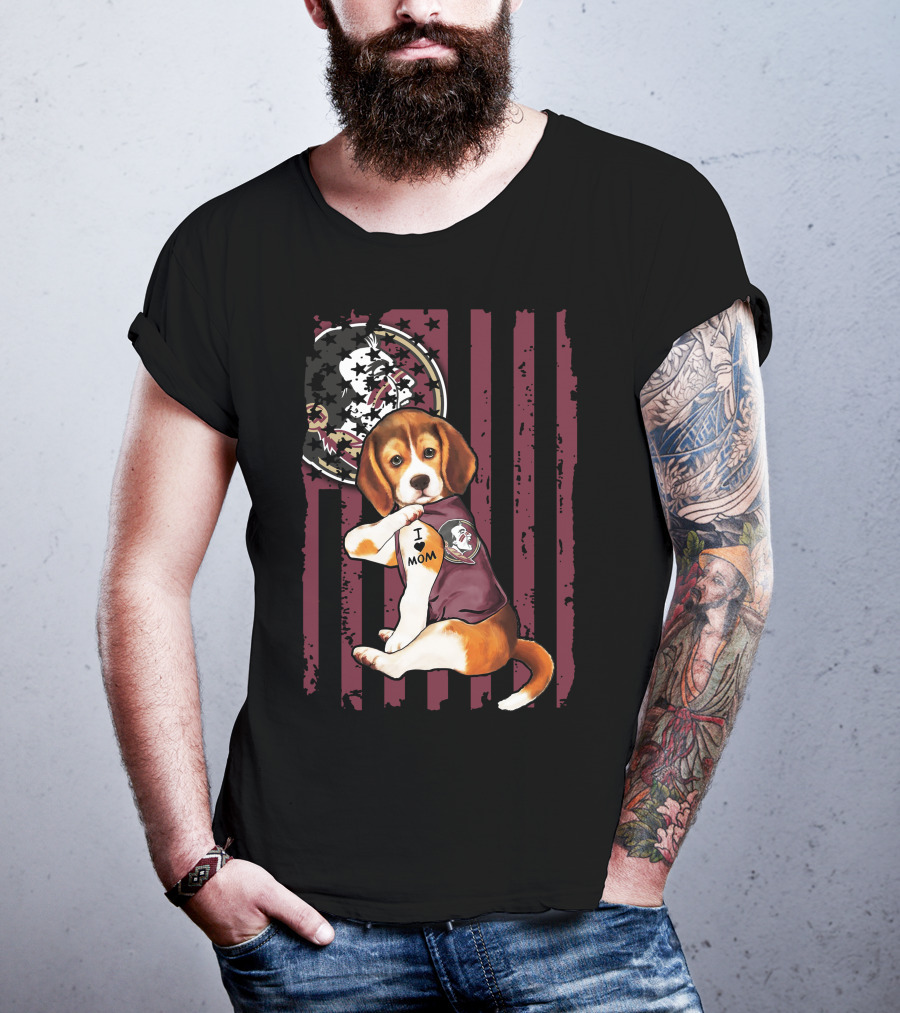 Beagle I Love Mom Florida State Seminoles T-Shirt