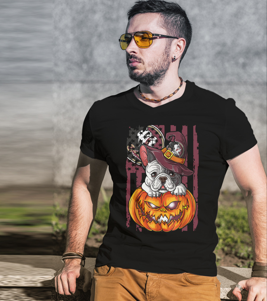 Hlw Bulldog Florida State Seminoles Halloween Pumpkin Wizard Hat T-Shirt