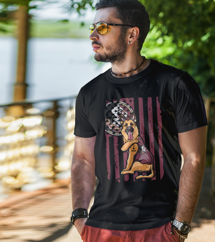 German Shepherd Florida State Seminoles I Love Mom T-Shirt