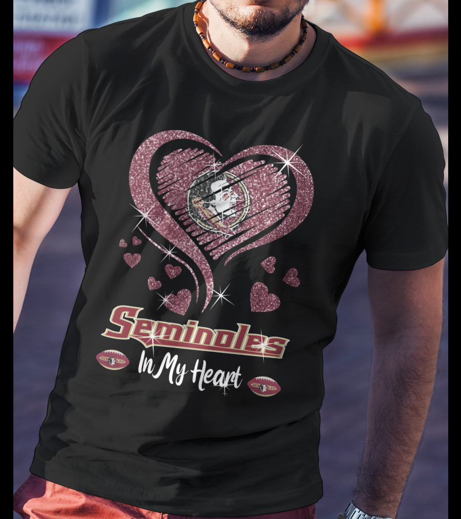 Seminoles In My Heart Florida State Football Hearts T-Shirt