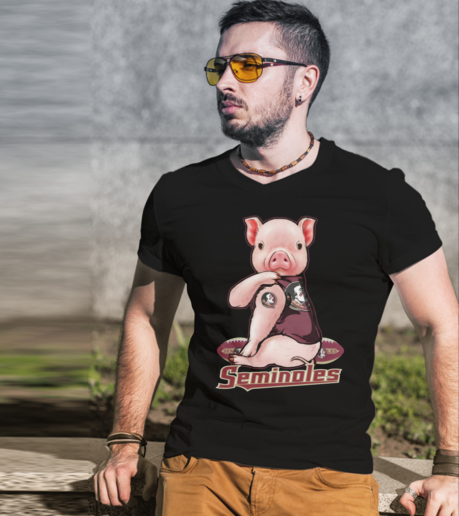 Seminoles Pig With Florida State Football T-Shirt