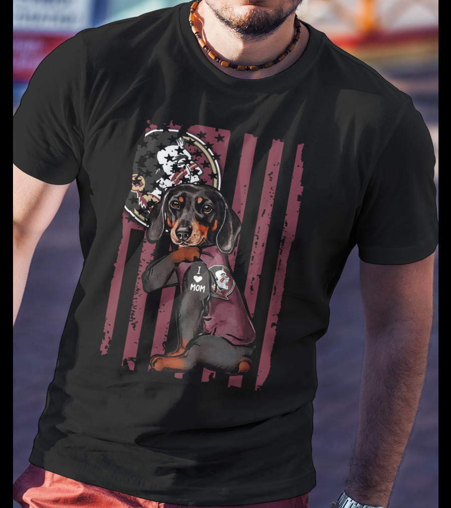 Dachshund I Love Mom Florida State Seminoles Fan Gear T-Shirt