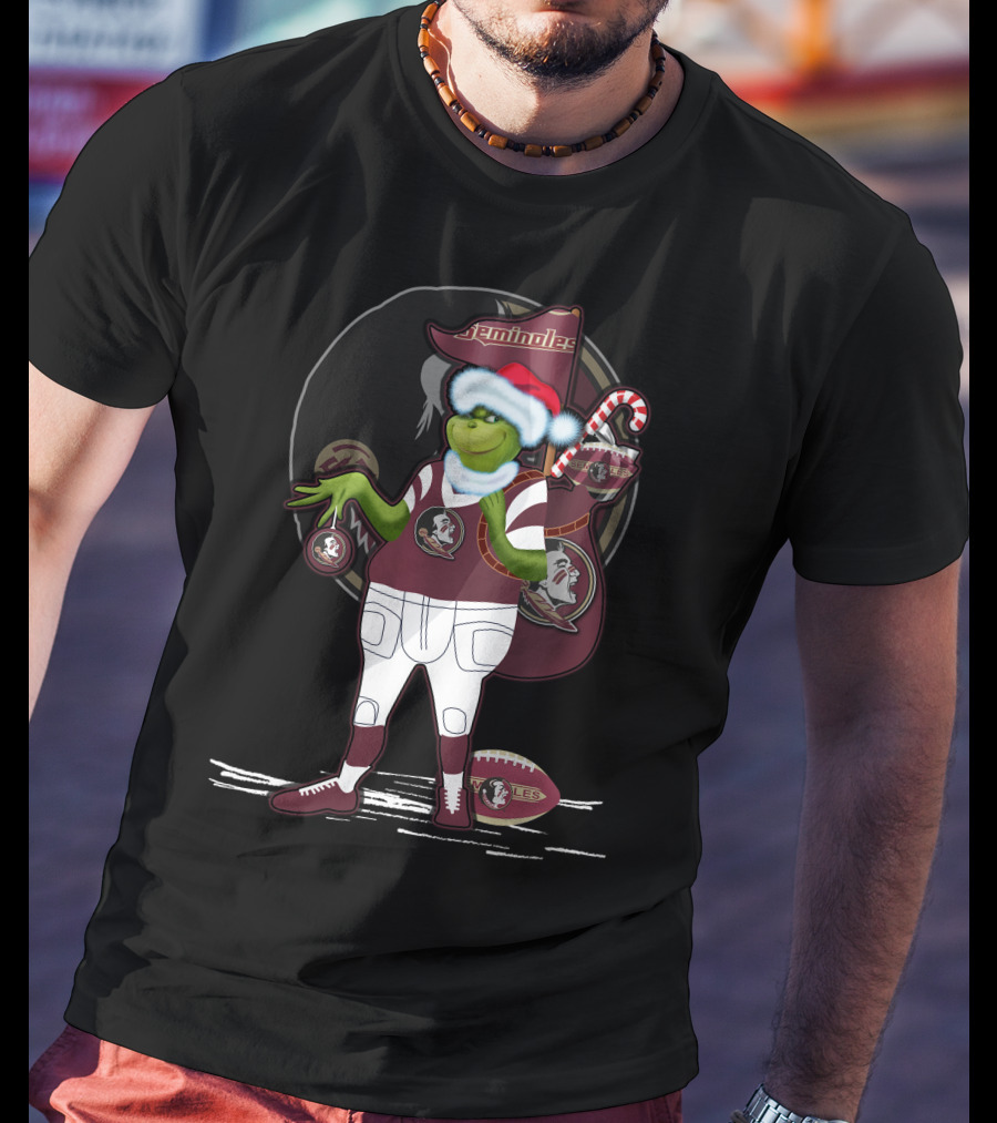 Grinchxmas Florida State Seminoles Holiday Football Fan T-Shirt