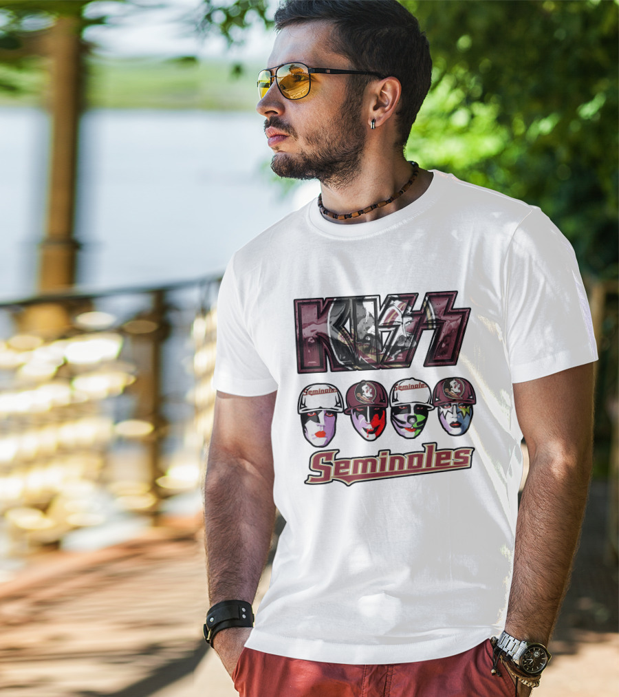 Kiss Florida State Seminoles Face Paint Caps T-Shirt