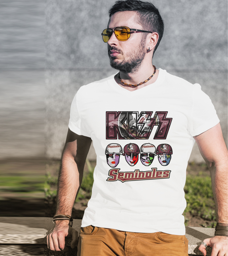 Kiss Florida State Seminoles Face Paint Caps T-Shirt