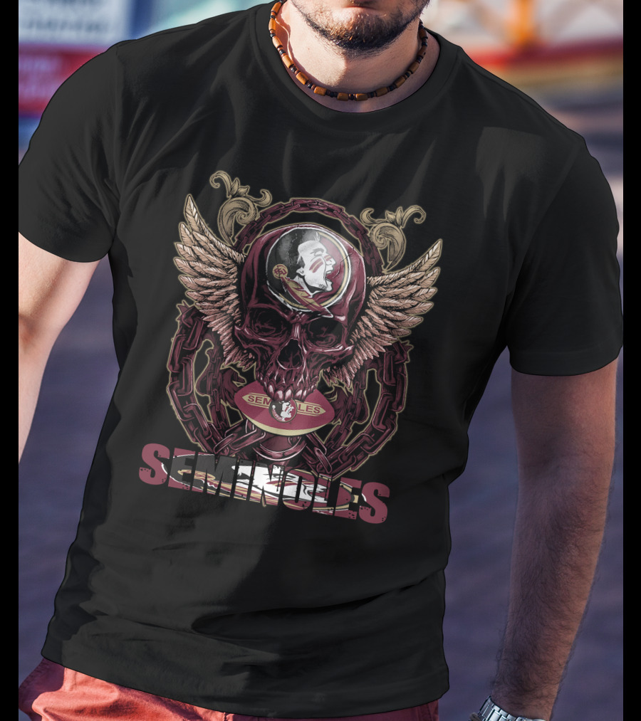 Seminoles Skull With Wings And Football T-Shirt