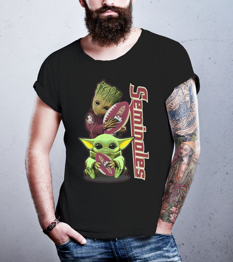 Seminoles Baby Alien And Tree Hero Holding Football T-Shirt