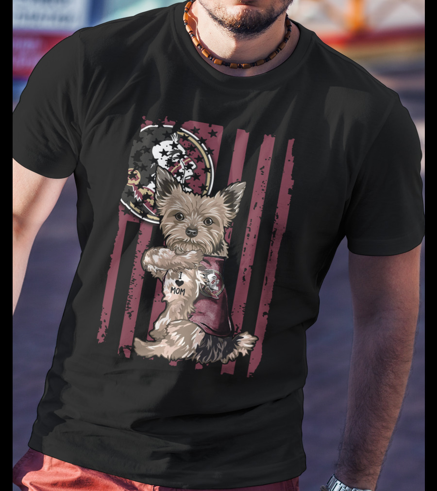 Yorkshire Terrier I Love Mom Florida State Seminoles T-Shirt