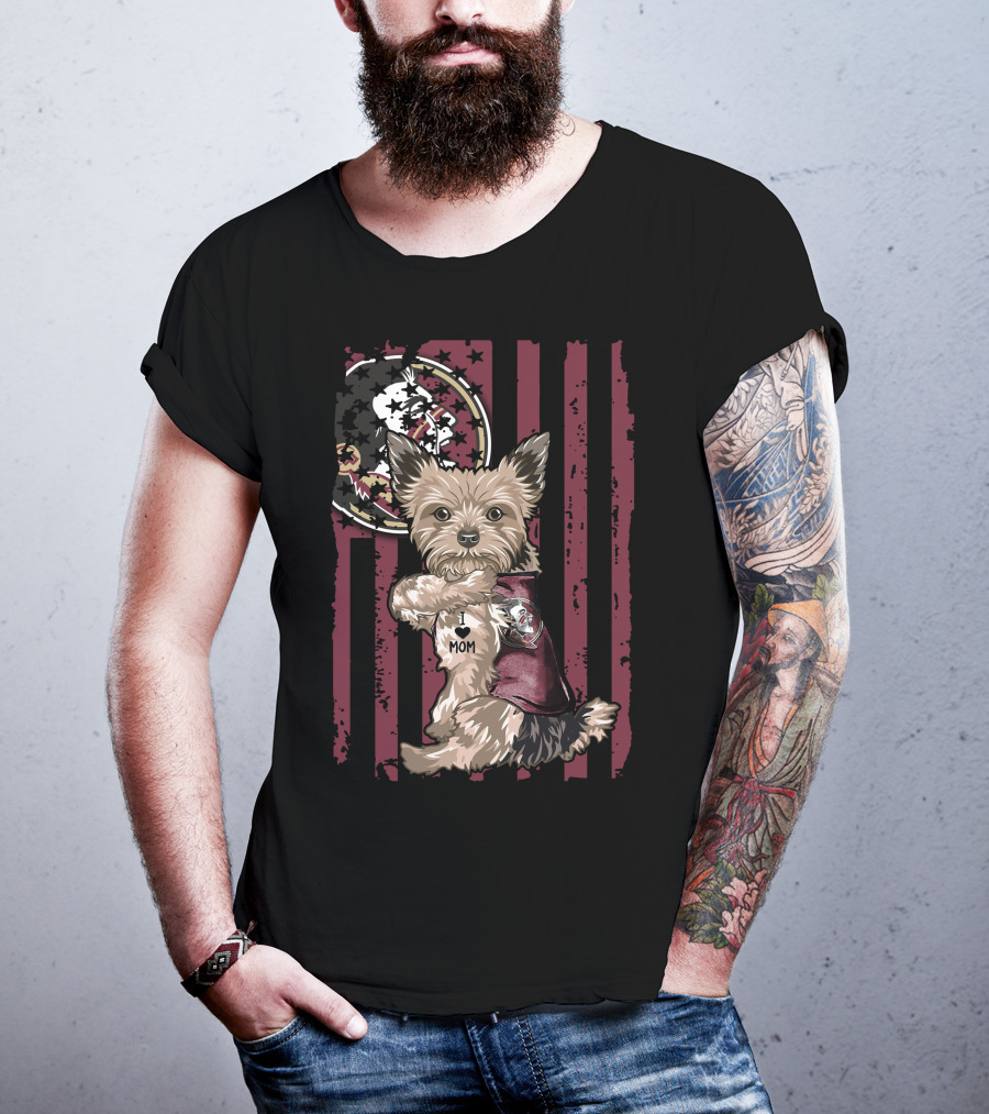 Yorkshire Terrier I Love Mom Florida State Seminoles T-Shirt