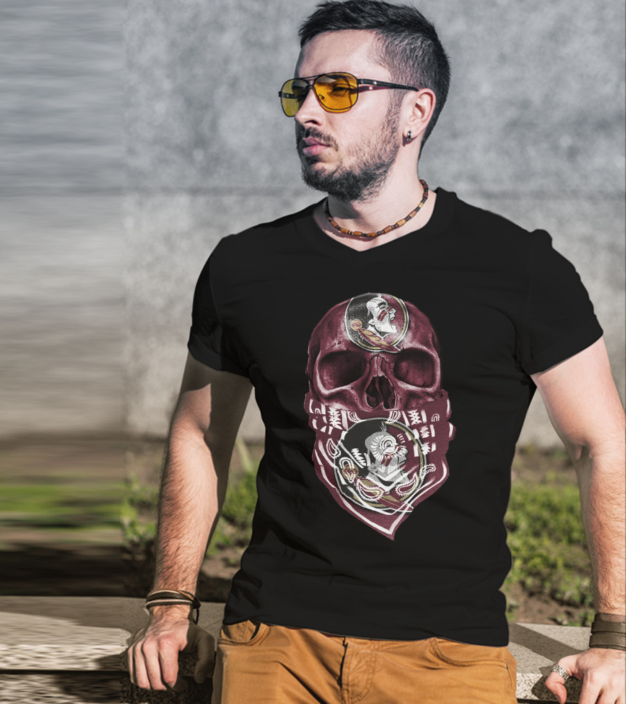 Skull With Florida State Seminoles Logo Bandana T-Shirt