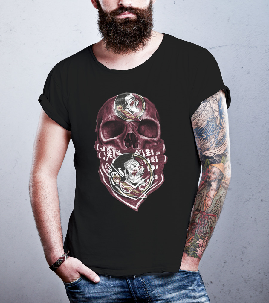 Skull With Florida State Seminoles Logo Bandana T-Shirt