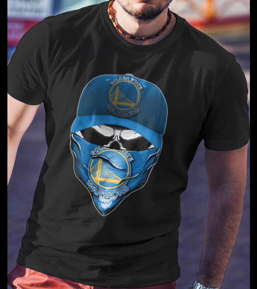 Golden State Warriors Skull V6 Bandana And Cap Combo T-Shirt