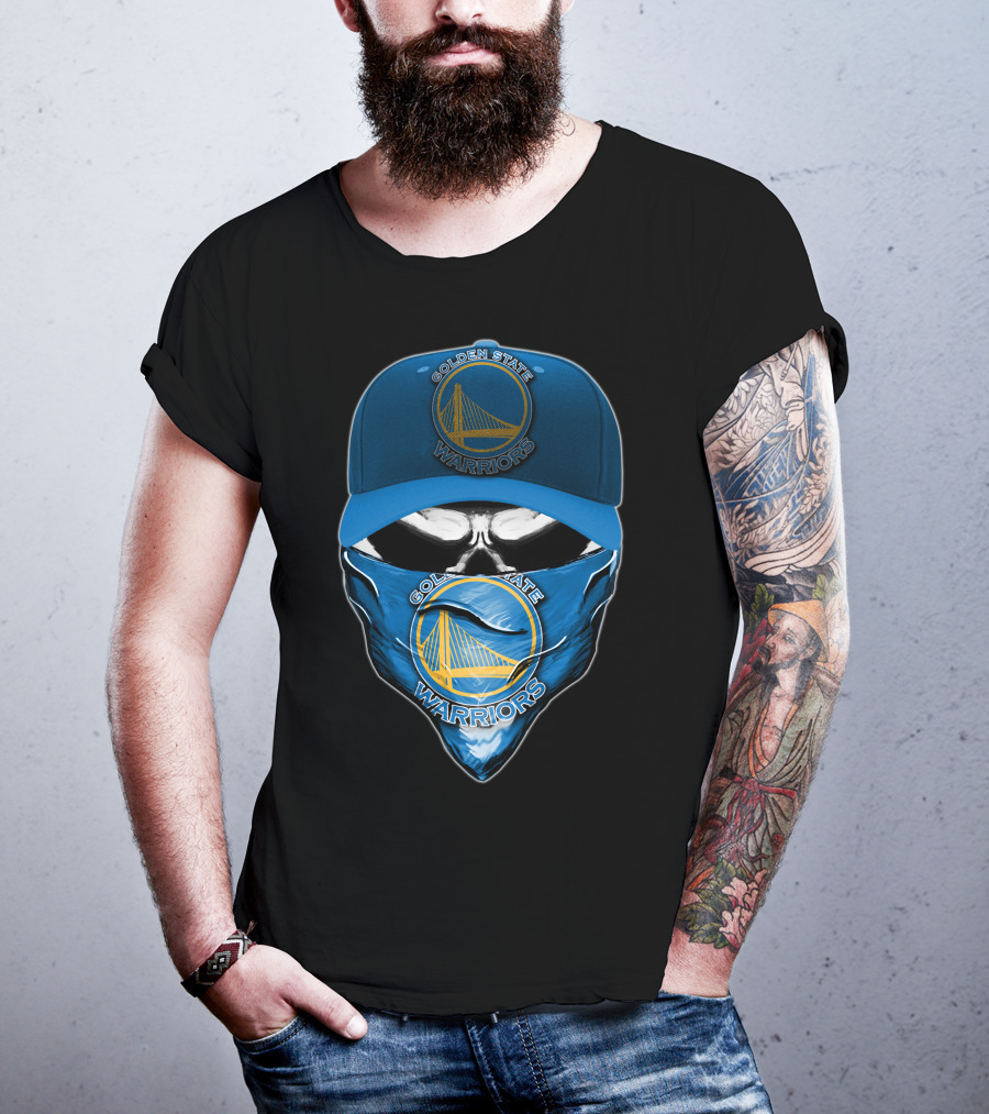 Golden State Warriors Skull V6 Bandana And Cap Combo T-Shirt