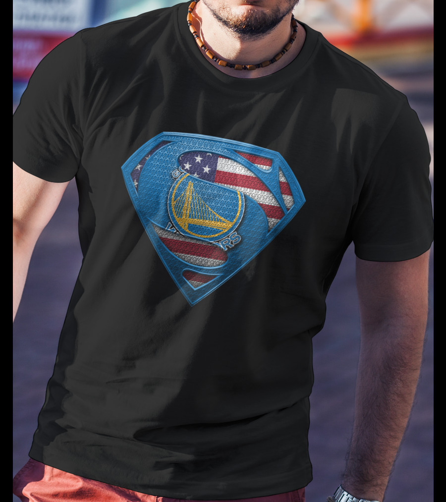 Golden State Warriors Superman Usa Flag T-Shirt