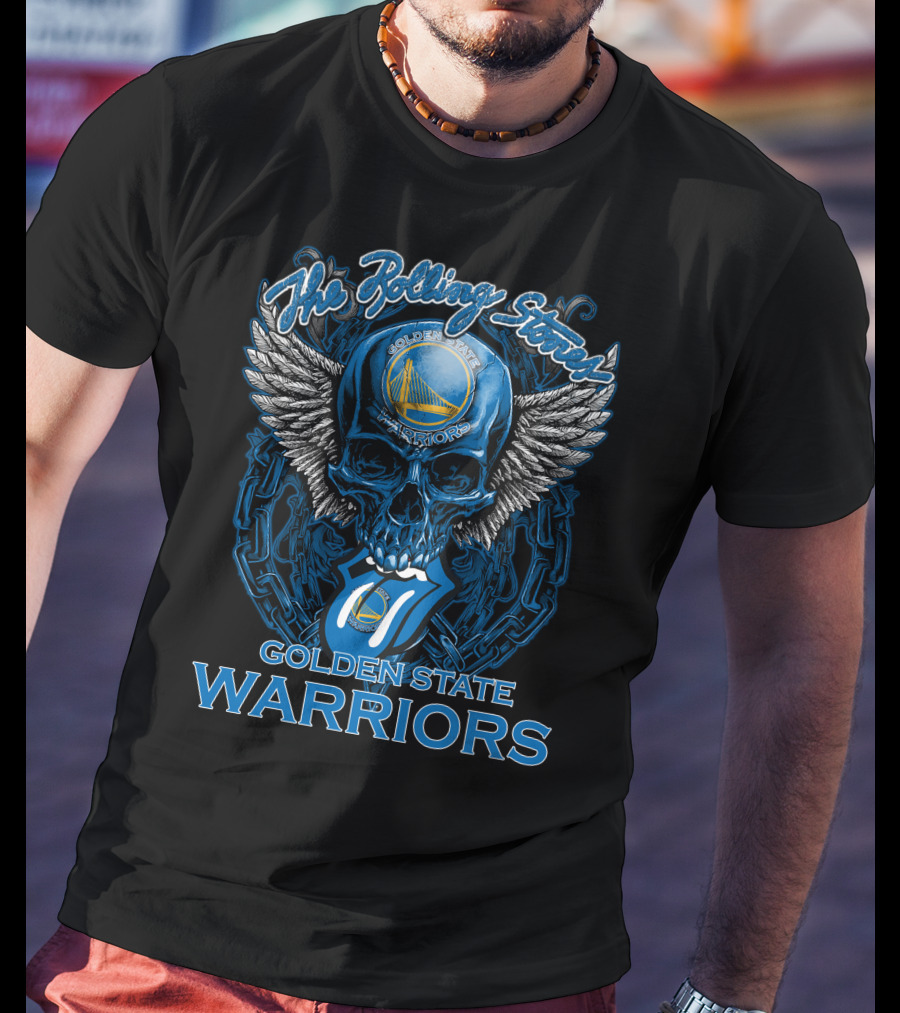 The Rolling Stones Golden State Warriors Skull And Tongue Logo Fusion T-Shirt