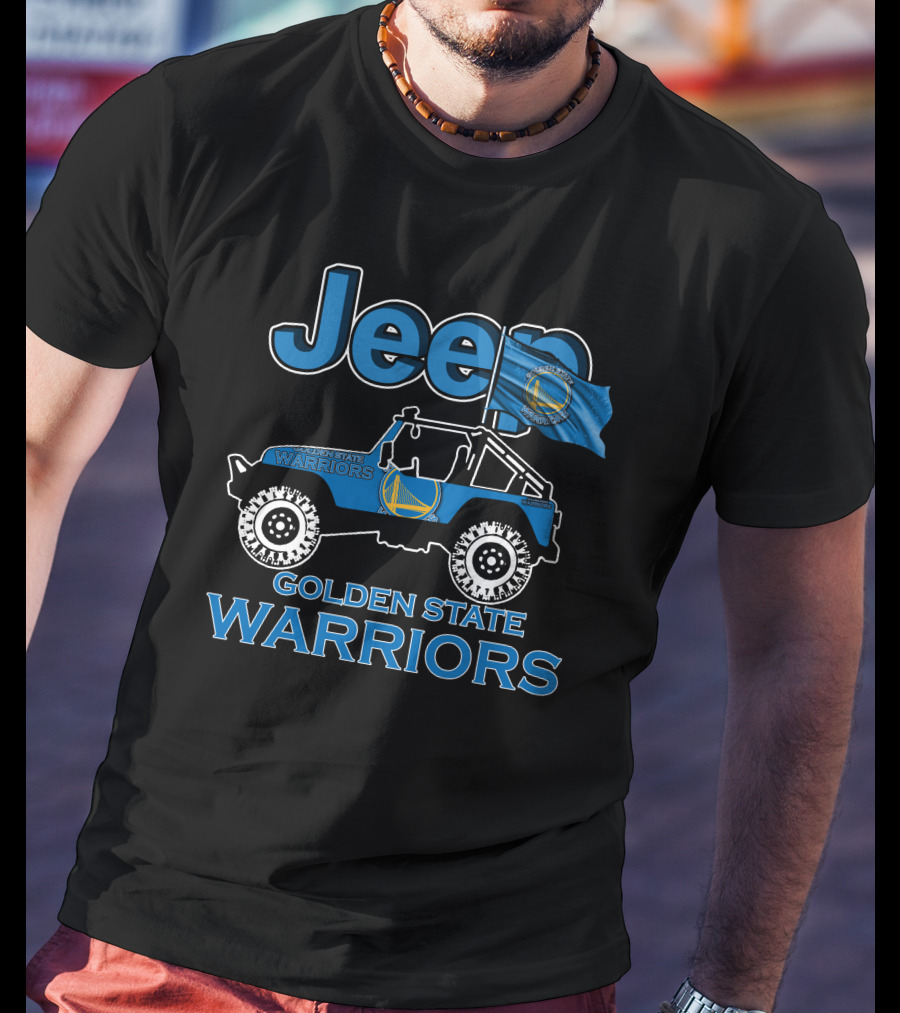 Jeep Golden State Warriors Team Logo Blue Flag Wrangler T-Shirt