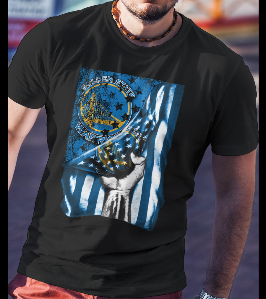 Golden State Warriors Flag V1 Vintage Stars Blue Stripes Hand T-Shirt