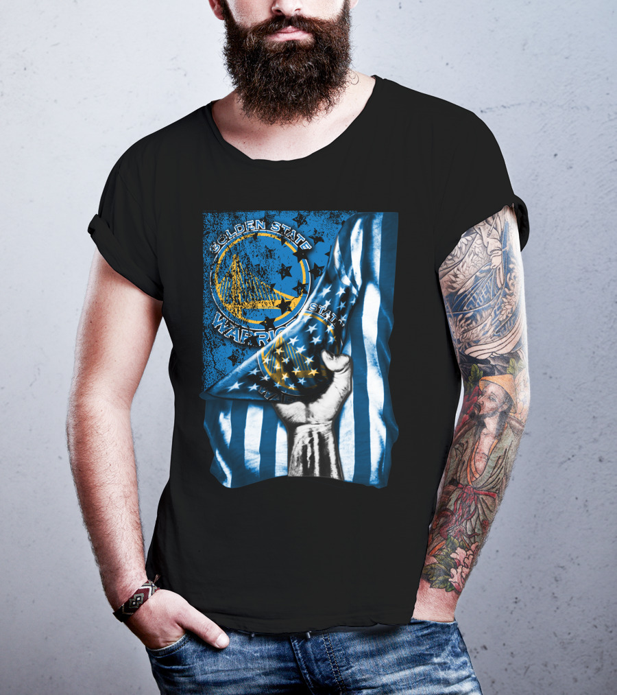 Golden State Warriors Flag V1 Vintage Stars Blue Stripes Hand T-Shirt