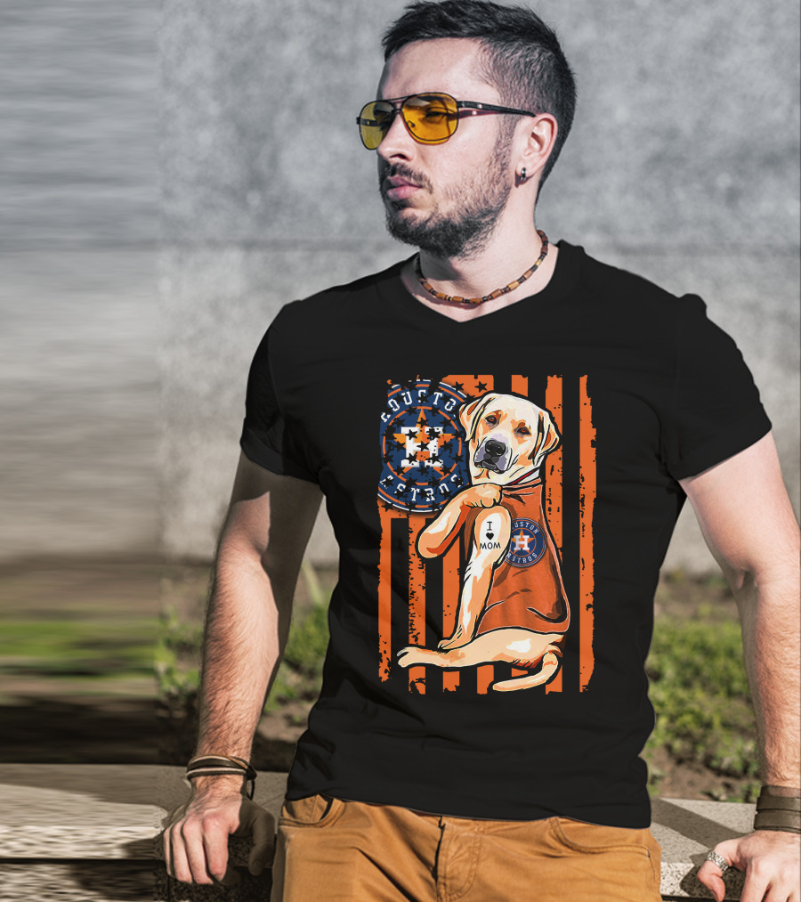 Labrador Retriever I Love Mom Houston Astros T-Shirt