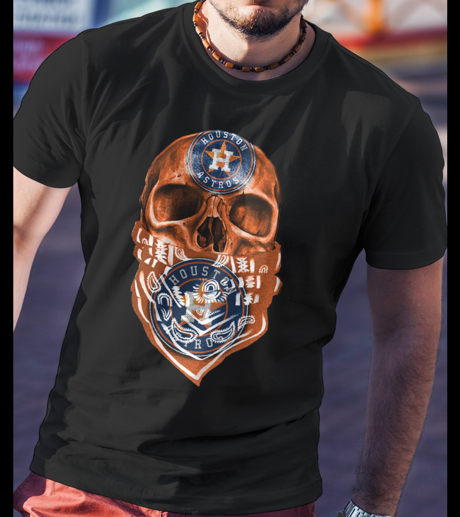 Houston Astros Skull Bandana Emblem T-Shirt