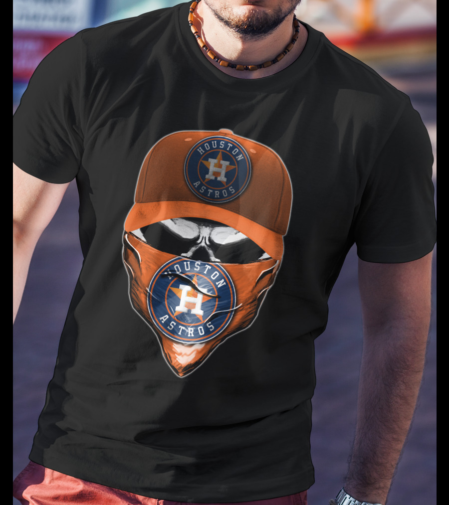 Houston Astros Skull Cap With Logo Bandana T-Shirt