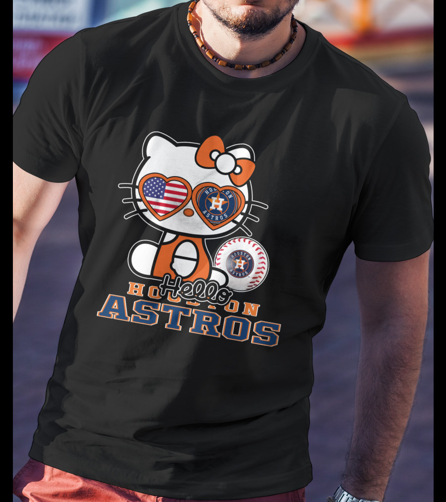 Hello Kitty Houston Astros Usa Baseball T-Shirt