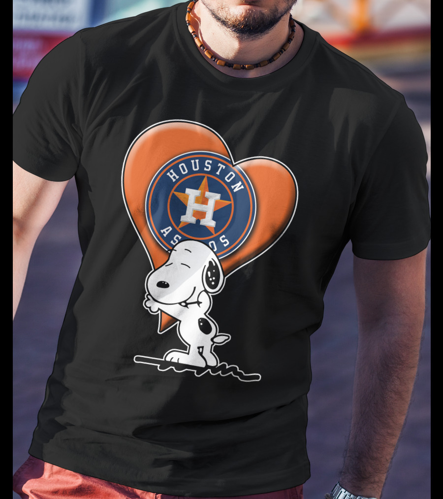 Snoopy Hugging Houston Astros Heart T-Shirt
