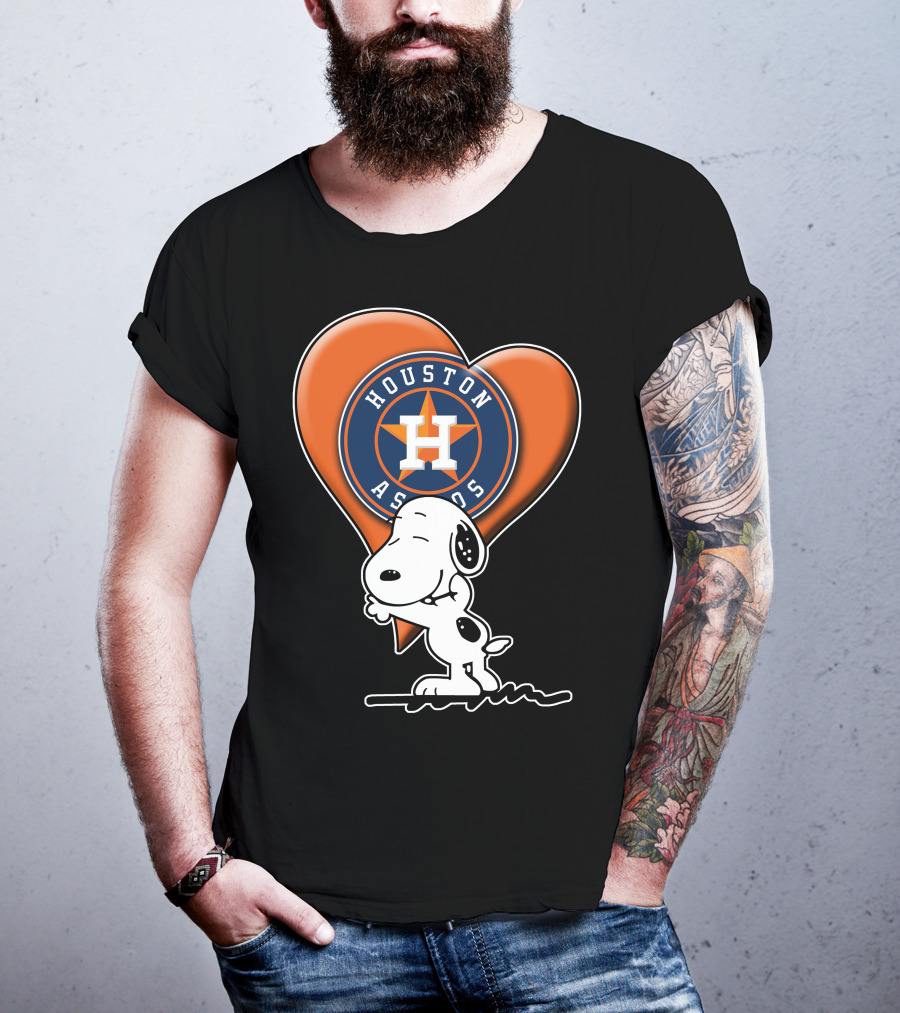Snoopy Hugging Houston Astros Heart T-Shirt