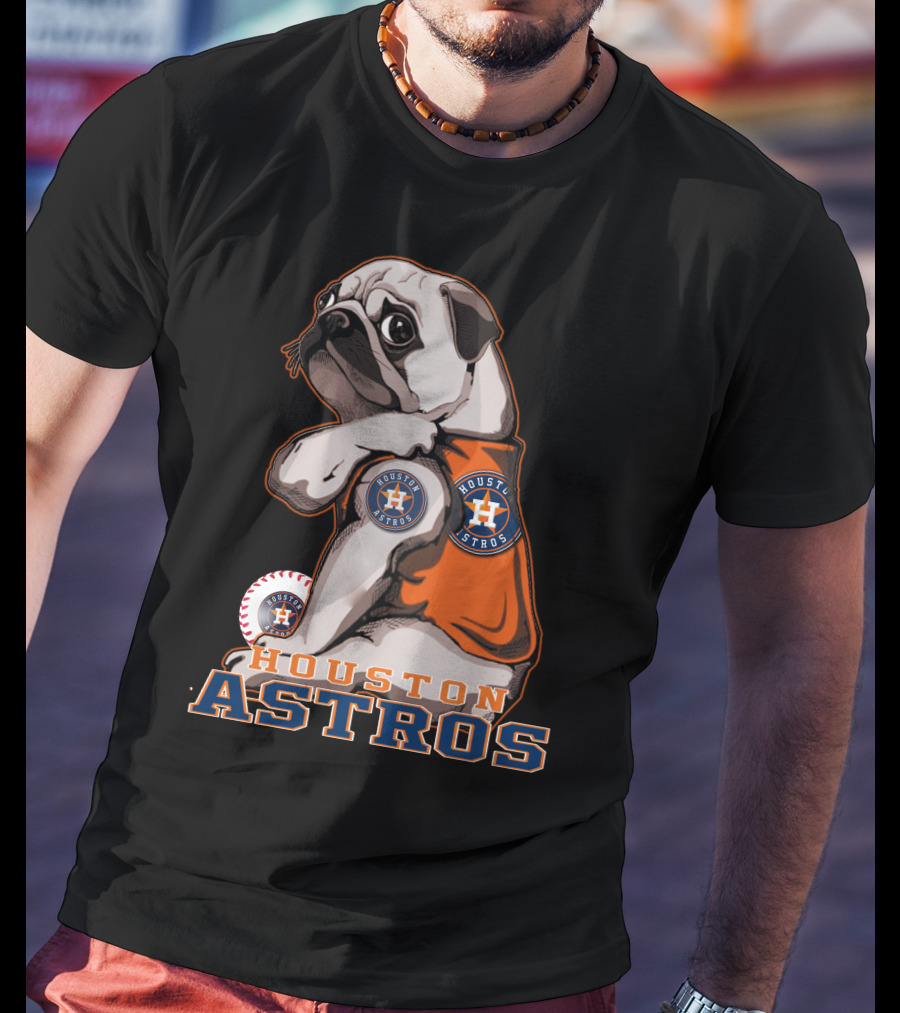 Houston Astros Pug Baseball Fan T-Shirt