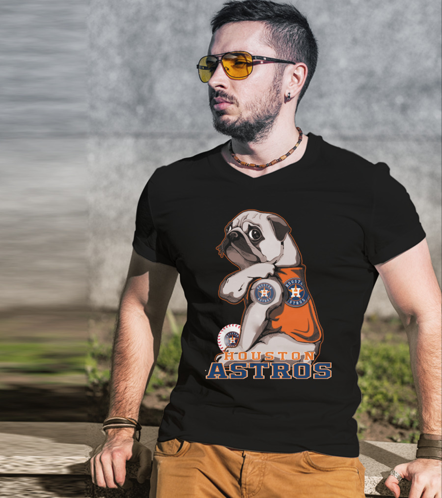 Houston Astros Pug Baseball Fan T-Shirt