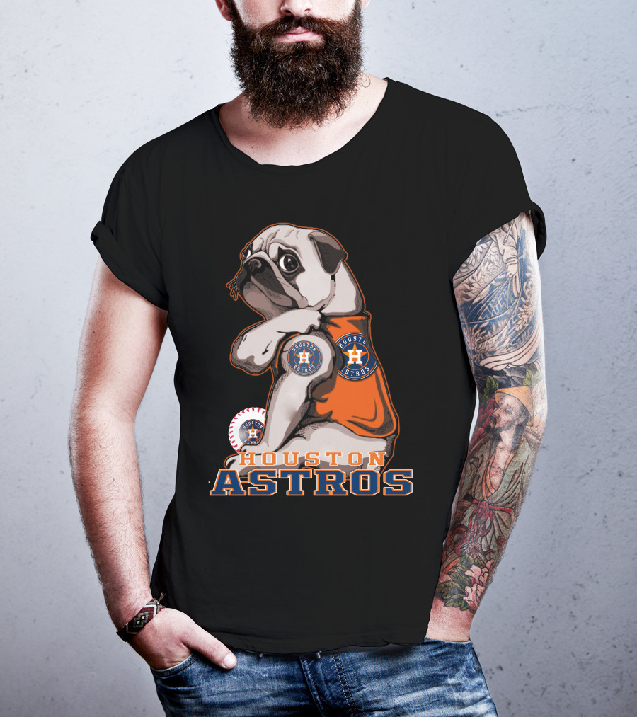 Houston Astros Pug Baseball Fan T-Shirt