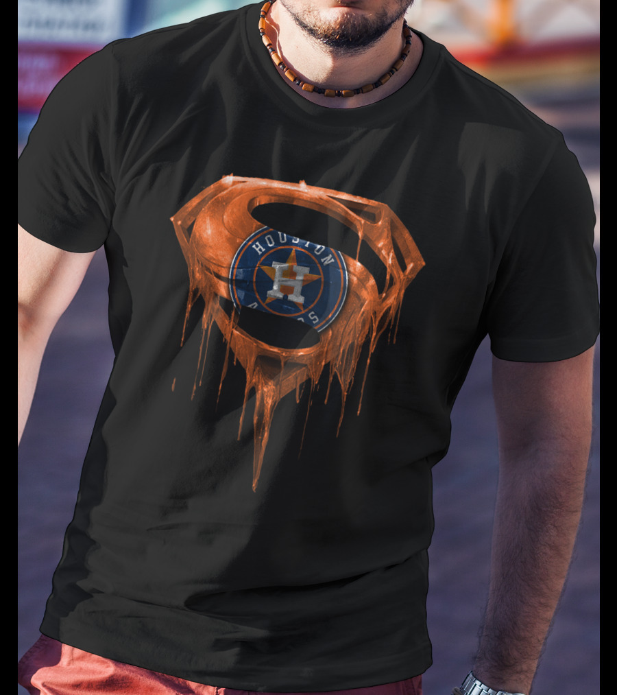 Houston Astros Superman Logo Dripping T-Shirt