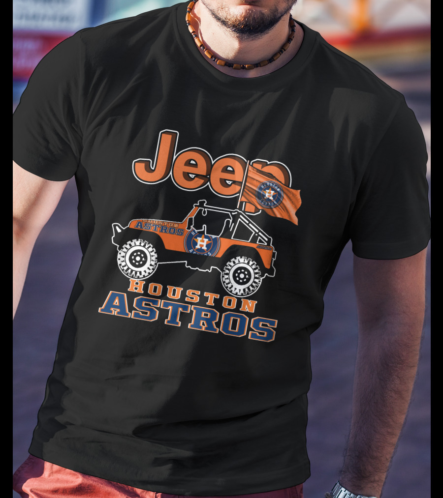 Jeep Houston Astros Logo Orange Jeep Flag Baseball Team T-Shirt