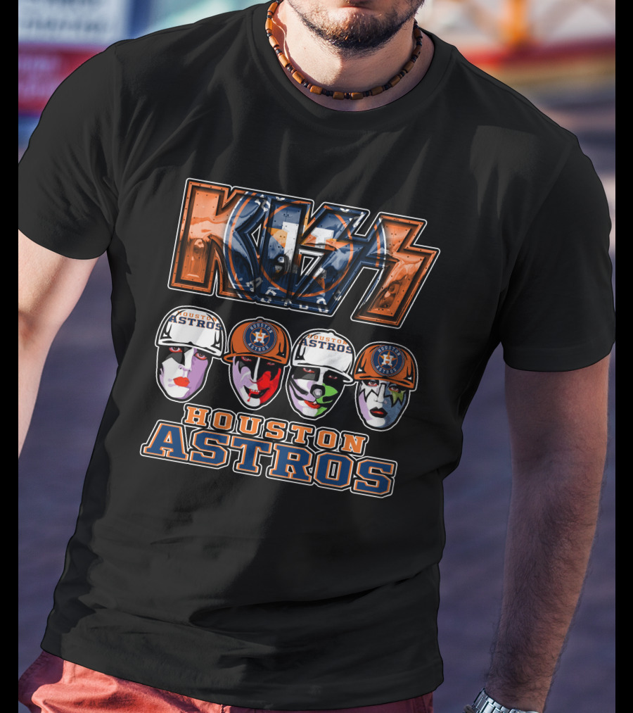 Kiss Houston Astros Rock Band Collaboration With Iconic Face Paint And Logos T-Shirt