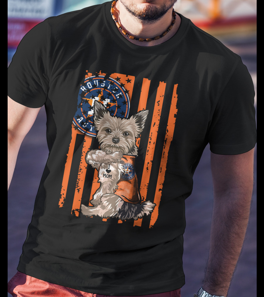 Houston Astros Yorkshire Terrier Fan 'I Love Mom' T-Shirt