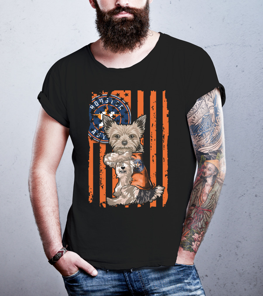 Houston Astros Yorkshire Terrier Fan 'I Love Mom' T-Shirt