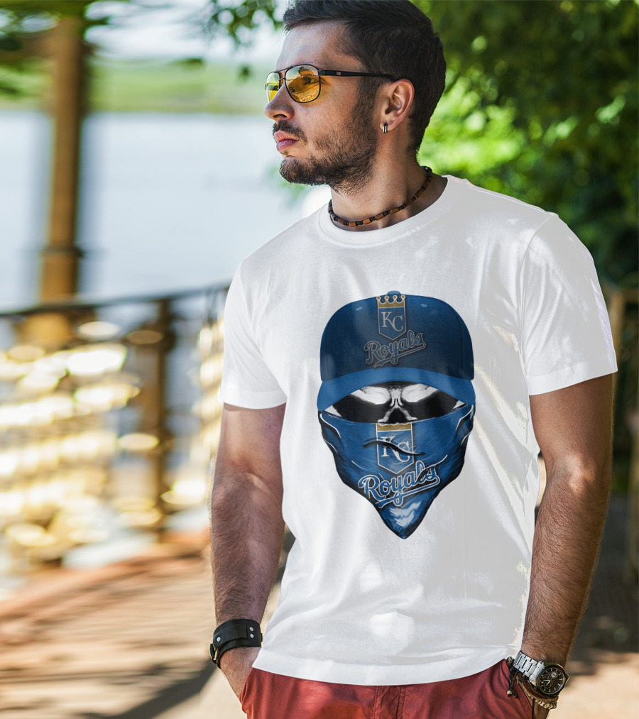 KC Royals Skull Mask Blue Cap T-Shirt
