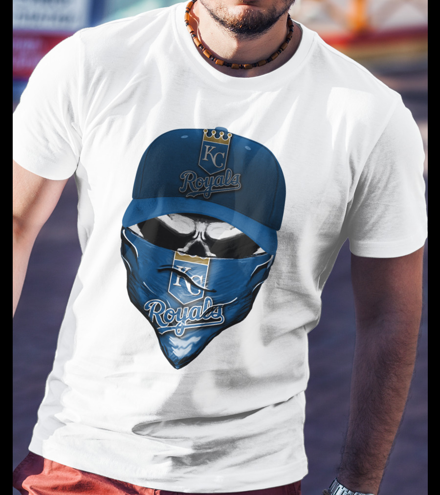 KC Royals Skull Mask Blue Cap T-Shirt