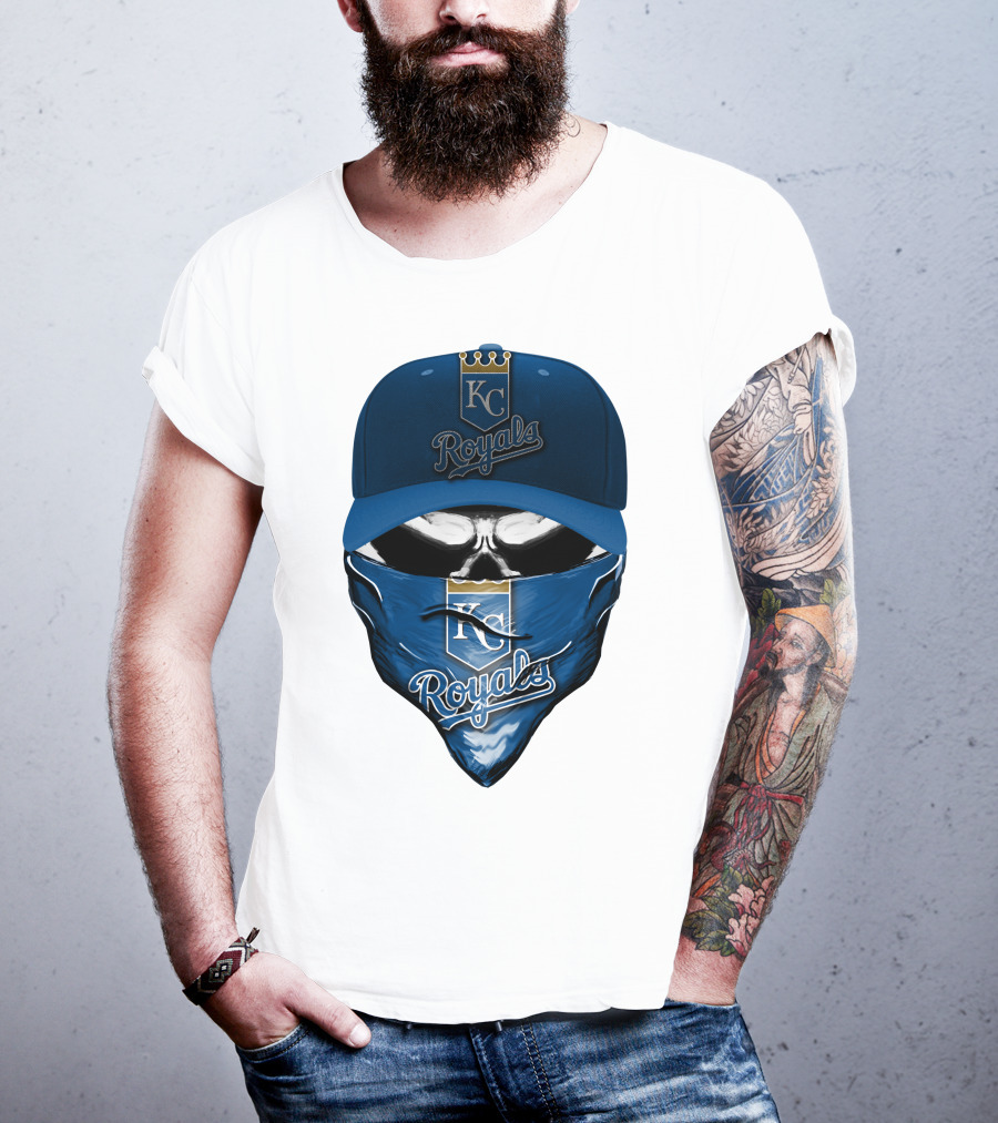 KC Royals Skull Mask Blue Cap T-Shirt
