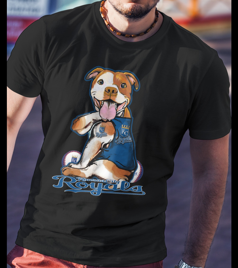 Kansas City Royals Pittbull Mascot Playful Baseball T-Shirt