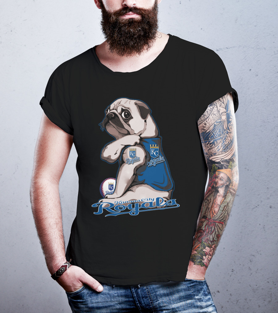 Kansas City Royals Pug With KC Royals Logo And Baseball T-Shirt