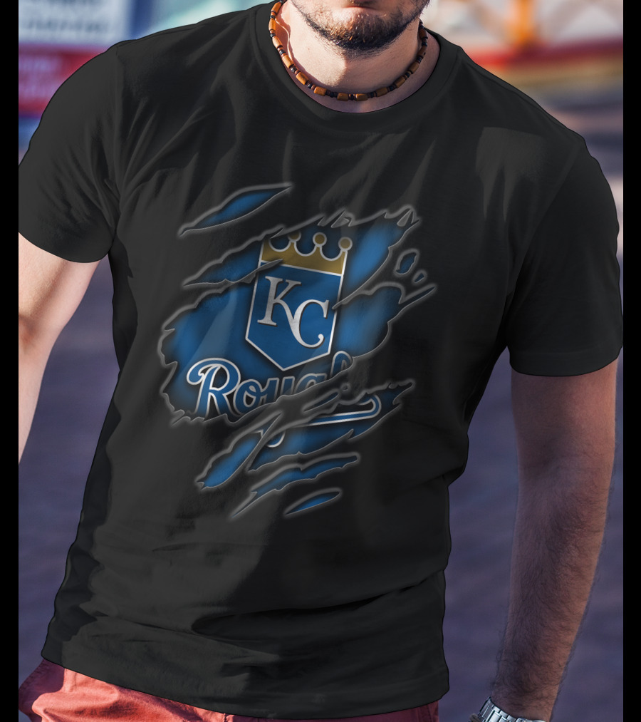Torn KC Royals Blue Claw Marks T-Shirt