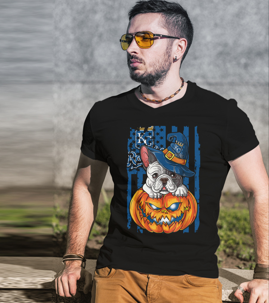 Hlw Bulldog KC Royals Halloween Pumpkin T-Shirt