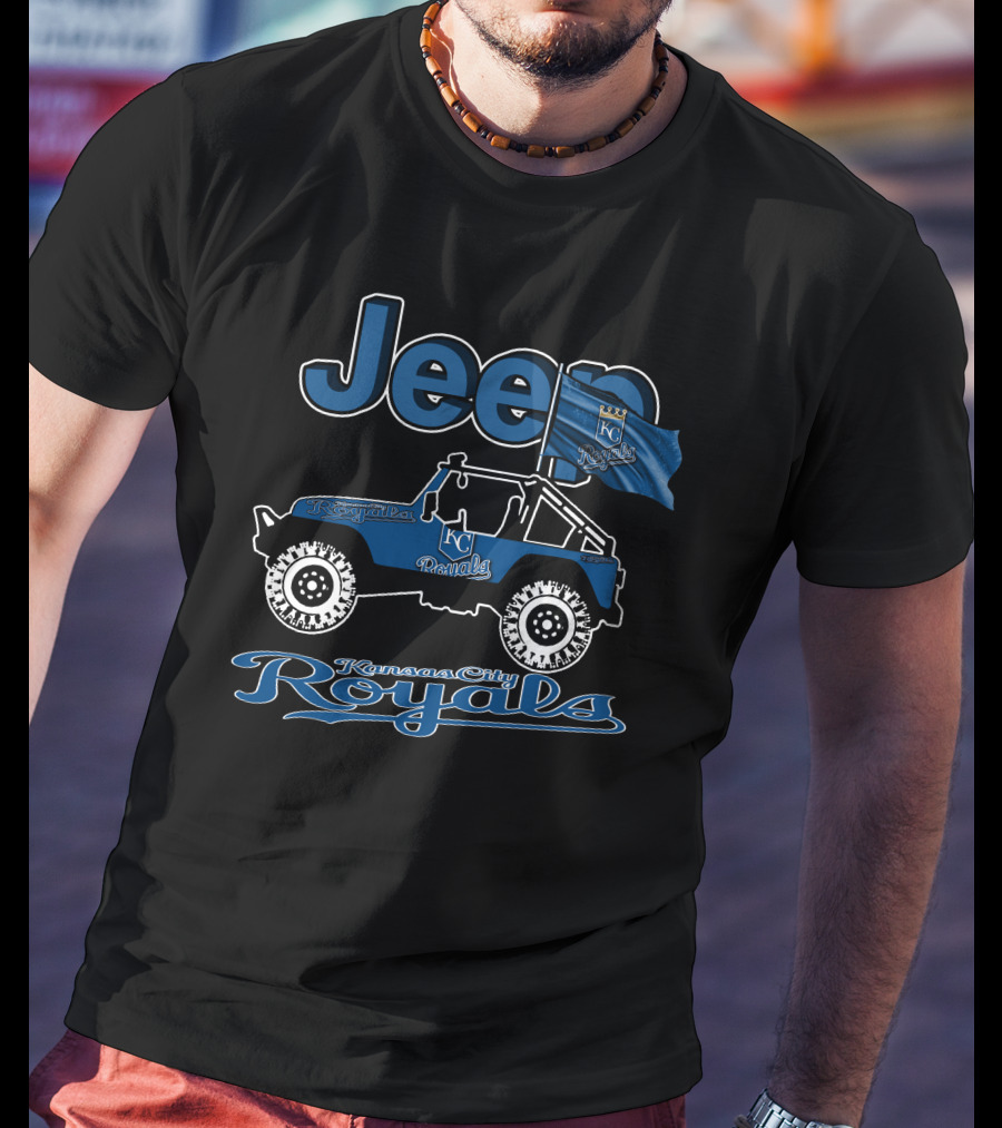 Jeep Kansas City Royals KC Flag And Wrangler Jeep T-Shirt