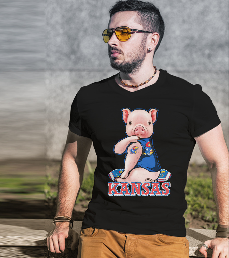 Kansas Pig Jayhawks KU Football Fan T-Shirt